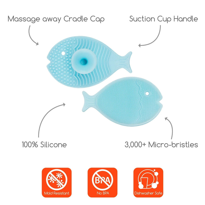 Silicone Mini Fish Scrub / Cradle Cap Brush - Lush Lemon - Bath Products - Innobaby - 850000663114