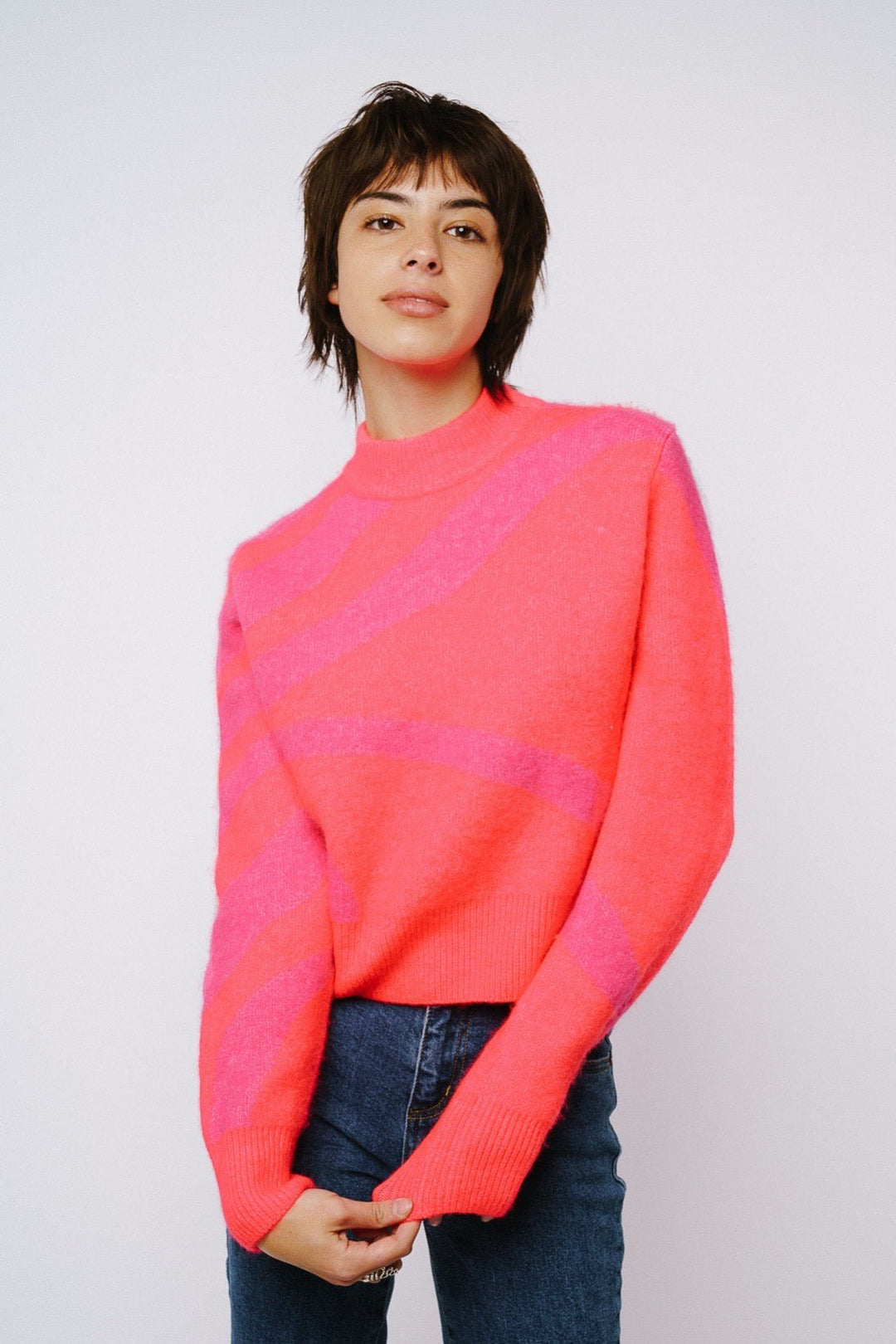 Silka Abstract Pattern Sweater - Lush Lemon - Women's Clothing - Ciebon - 13253