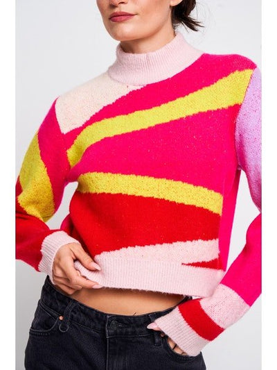 Silka Abstract Sweater - Lush Lemon - Women's Clothing - Ciebon - 45510191