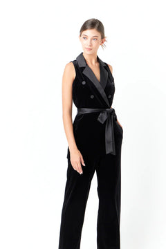Sleeveless Velvet Jumpsuit - Lush Lemon - Women&