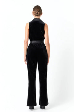 Sleeveless Velvet Jumpsuit - Lush Lemon - Women&