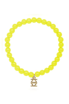 Small Glass Bead Stretch Bracelet - Lush Lemon - Women&