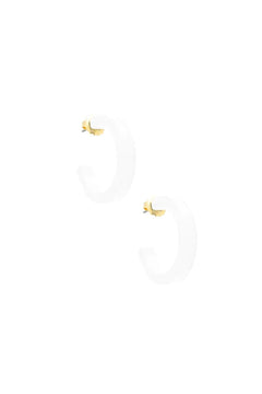 Small Resin Open Hoop Earring - Lush Lemon - Women&