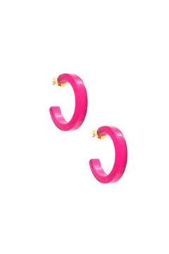 Small Resin Open Hoop Earring - Lush Lemon - Women&