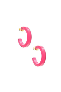 Small Resin Open Hoop Earring - Lush Lemon - Women&