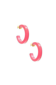 Small Resin Open Hoop Earring - Lush Lemon - Women&