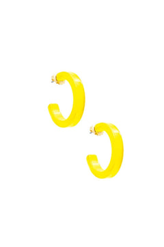 Small Resin Open Hoop Earring - Lush Lemon - Women&