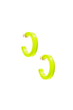 Small Resin Open Hoop Earring - Lush Lemon - Women&