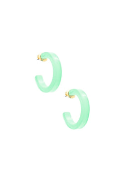 Small Resin Open Hoop Earring - Lush Lemon - Women&