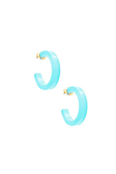 Small Resin Open Hoop Earring - Lush Lemon - Women&