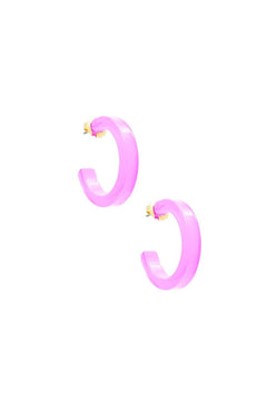 Small Resin Open Hoop Earring - Lush Lemon - Women&