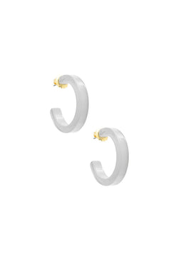 Small Resin Open Hoop Earring - Lush Lemon - Women&