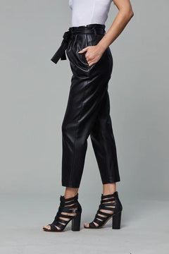 Soft Vegan Leather Bag Pants - Lush Lemon - Women&