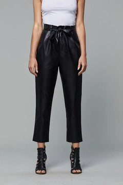 Soft Vegan Leather Bag Pants - Lush Lemon - Women&
