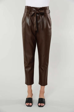 Soft Vegan Leather Bag Pants - Lush Lemon - Women&