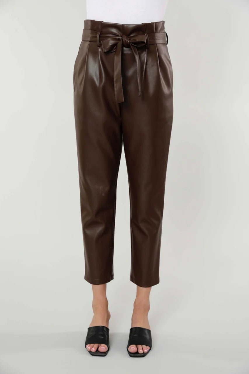 Soft Vegan Leather Bag Pants - Lush Lemon - Women's Clothing - Dolce Cabo - 10717