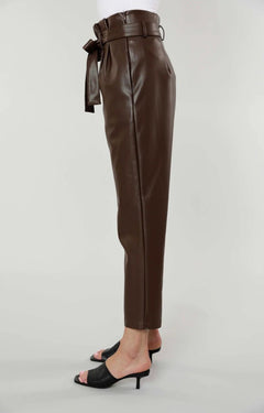 Soft Vegan Leather Bag Pants - Lush Lemon - Women&