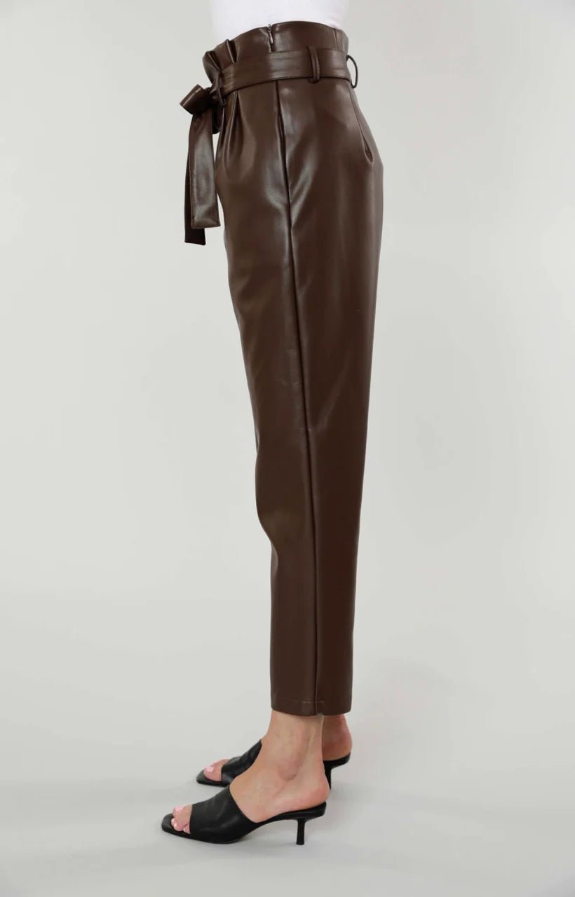 Soft Vegan Leather Bag Pants - Lush Lemon - Women's Clothing - Dolce Cabo - 10717