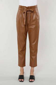 Soft Vegan Leather Bag Pants - Lush Lemon - Women&