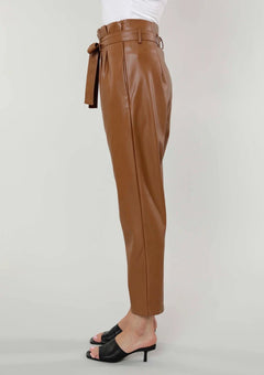 Soft Vegan Leather Bag Pants - Lush Lemon - Women&