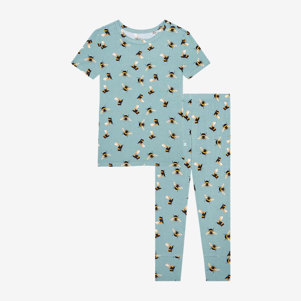 Spring Bee Short Sleeve Basic Pajama - Lush Lemon - Children's Clothing - Posh Peanut - 196137207457