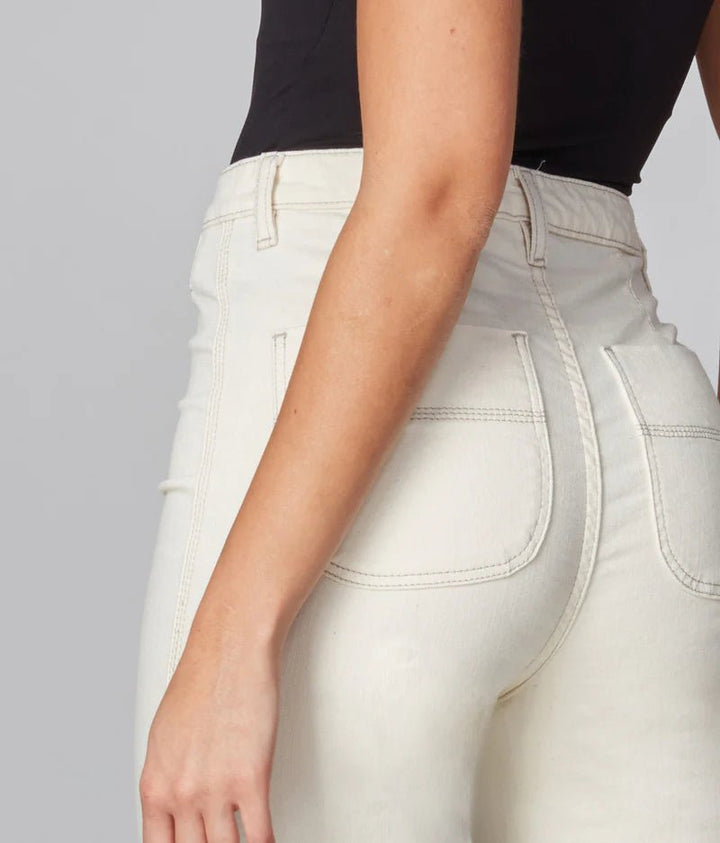 Stevie High Rise Loose Jeans Ivory - Lush Lemon - Women's Clothing - Lola Jeans - 10961