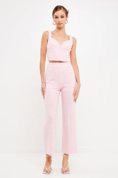 Stretch Tweed Pants Pink - Lush Lemon - Women&