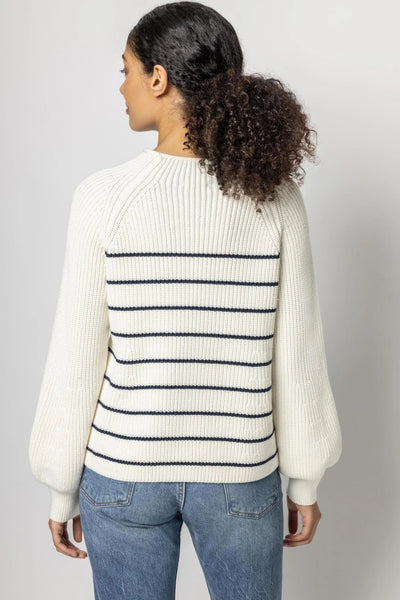 Striped Rib Raglan Sweater - Lush Lemon - Women's Clothing - Lilla P - 10643