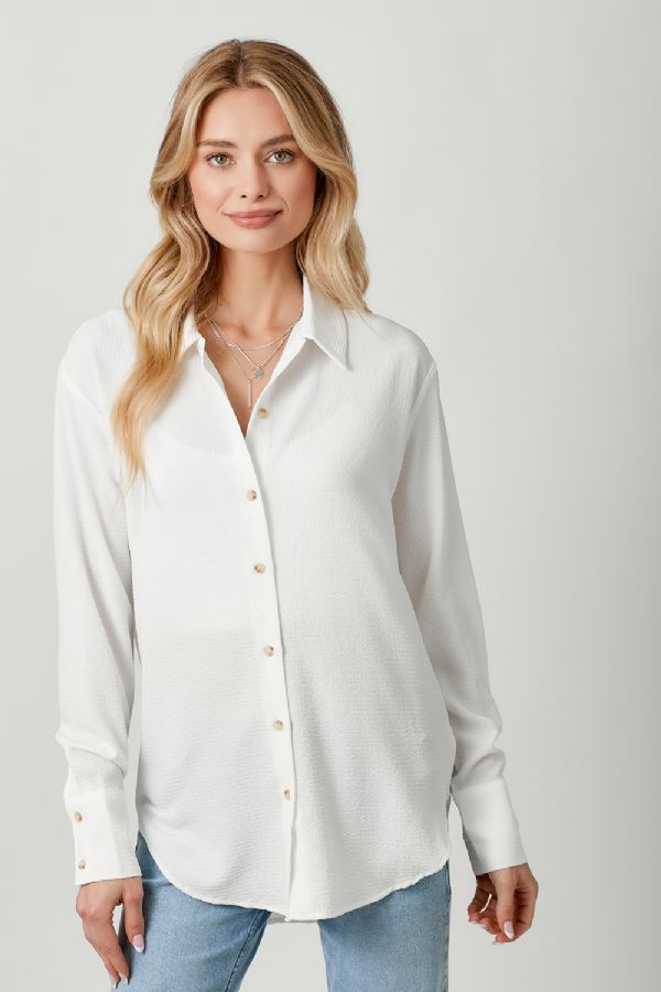 Textured Baggy Shirt - Mystree Textured Baggy Shirt - Mystree