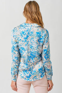 Tie Front Printed Blouse - Lush Lemon - Women&