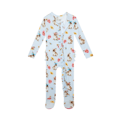 Tinsley Jane Bunny Print Ruffled Footie - Lush Lemon - Children&