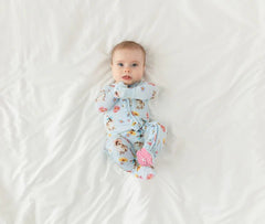 Tinsley Jane Bunny Print Ruffled Footie - Lush Lemon - Children&
