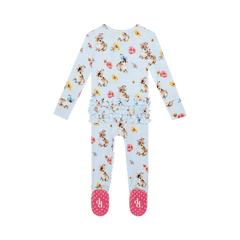 Tinsley Jane Bunny Print Ruffled Footie - Lush Lemon - Children&