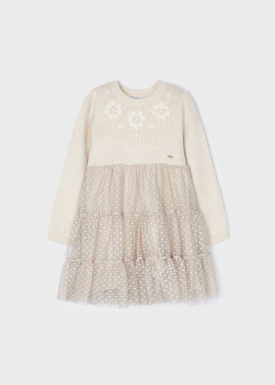 Tulle Knit Dress - Lush Lemon - Children's Clothing - Mayoral - 8445445979184