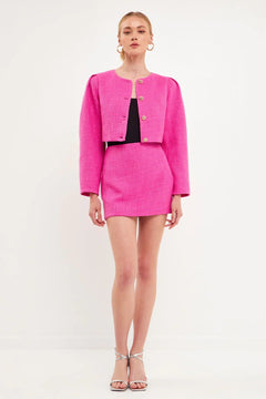 Tweed Mini Skirt - Lush Lemon - Women&