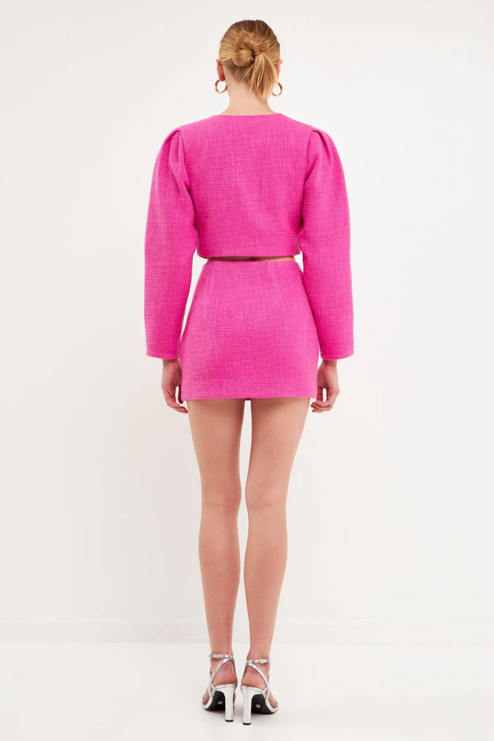 Tweed Mini Skirt - Lush Lemon - Women's Clothing - Endless Rose - 11138