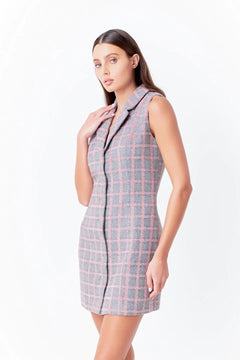 Tweed Sleeveless Dress - Lush Lemon - Women&