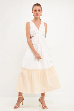 Twist Cut Out Color Block Maxi - Lush Lemon - Women&
