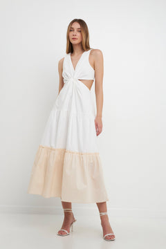 Twist Cut Out Color Block Maxi - Lush Lemon - Women&