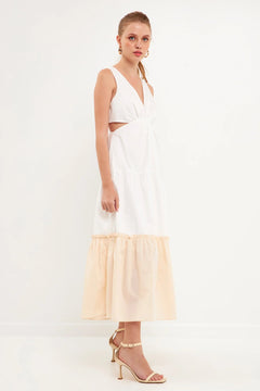 Twist Cut Out Color Block Maxi - Lush Lemon - Women&