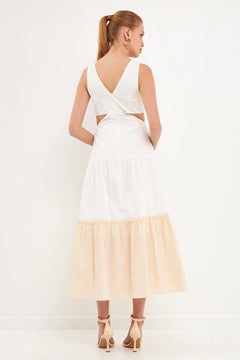 Twist Cut Out Color Block Maxi - Lush Lemon - Women&