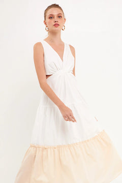 Twist Cut Out Color Block Maxi - Lush Lemon - Women&