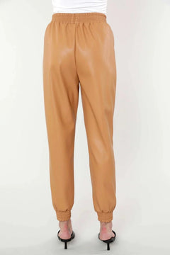 Vegan Leather Joggers - Lush Lemon - Women&