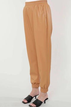 Vegan Leather Joggers - Lush Lemon - Women&