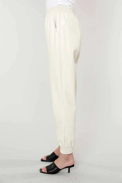 Vegan Leather Joggers - Lush Lemon - Women&