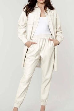 Vegan Leather Joggers - Lush Lemon - Women&