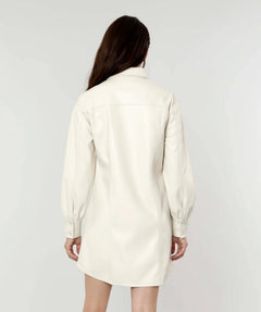 Vegan Leather Shirt Dress - Lush Lemon - Women&