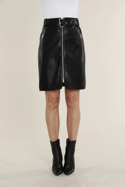 Vegan Leather Zip Skirt - Lush Lemon - Women's Clothing - Dolce Cabo - 13666