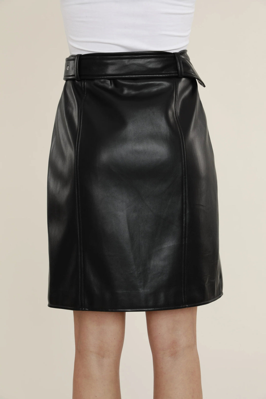 Vegan Leather Zip Skirt - Lush Lemon - Women's Clothing - Dolce Cabo - 13666