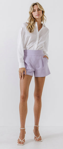 Waist Band Detail Shorts - Lush Lemon - Women&